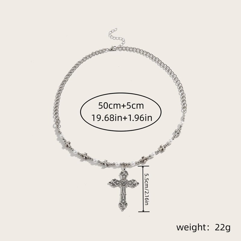 Hremhoo Gothic Cross Necklace for Women Exaggerate Large Cross Pendant Necklace Gothic Layered Choker Necklaces Punk Goth Emo Grunge Y2k Necklaces for Women - Image 4